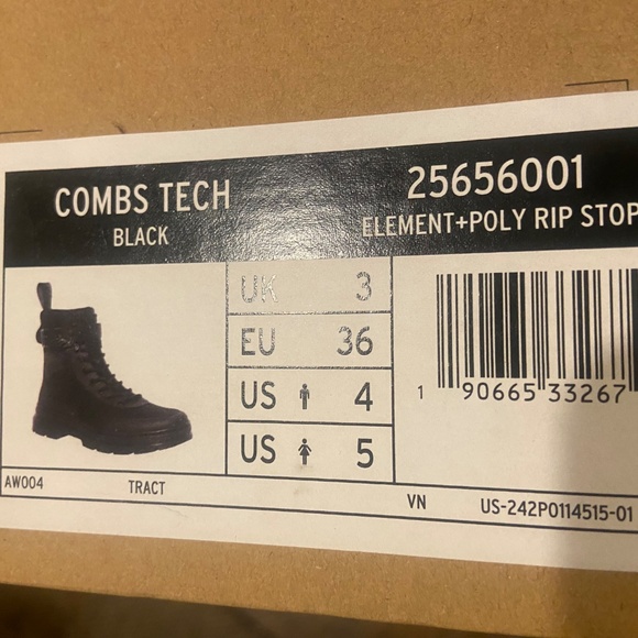 Dr. Martens Combs Tech Element+ Poly Rip-Stop Boots Black Unisex - Picture 10 of 10